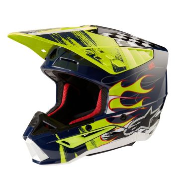 Alpinestars S-M5 Rash Helm Ece 22.06 Nachtmarine Geel Fluo Glanzend