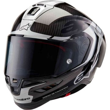 Alpinestars Supertech R10 Element Zwart Carbon Zilver Zwart Glossy Integraalhelm