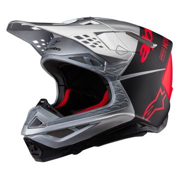 Alpinestars Supertech S-M10 Flood Helmet Ece 22.06 Silver Black Orange Fluo M&G