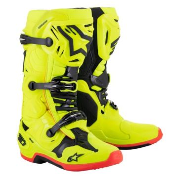 Alpinestars Tech 10 Schoenen Geel Fluo Zwart Rood Fluo