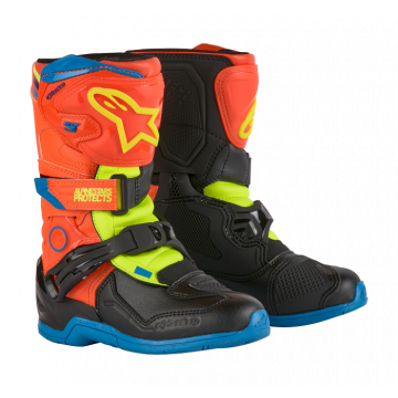 Alpinestars Tech 3S Youth Schoenen Orange Fluo Enamel Blauw Yel Fl