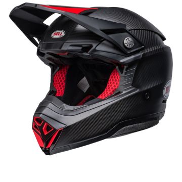 Bell Moto-10 Spherical Solid Satin Gloss Zwart Rood Full Integraalhelm