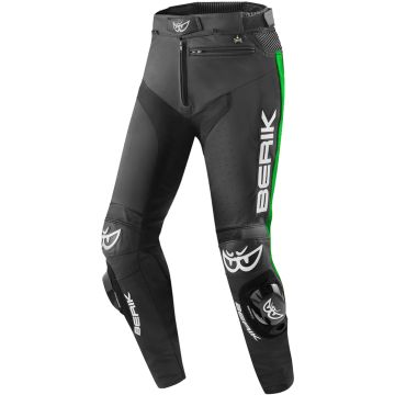 Berik Track Zwart Groen Leren Motorbroek