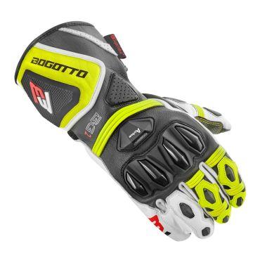 Bogotto Monza Geperforeerde Zwart Wit Neon Geel Handschoenen