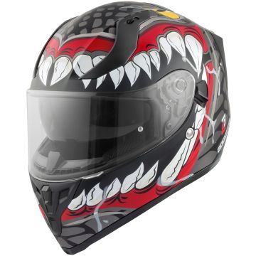 Bogotto V128 Naga Mat Zwart Rood Integraalhelm