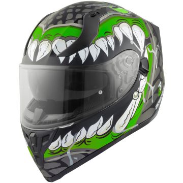 Bogotto V128 Naga Mat Zwart Groen Integraalhelm
