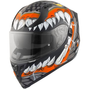 Bogotto V128 Naga Mat Zwart Oranje Integraalhelm