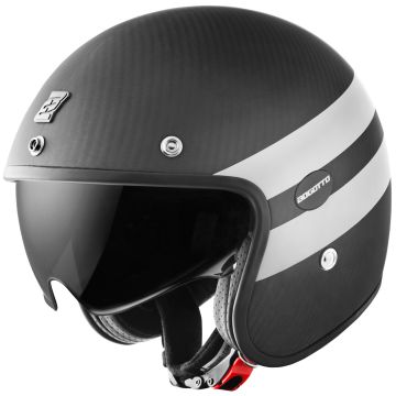 Bogotto V587 Crono Carbon Mat Zwart Wit Jethelm