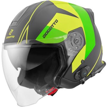 Bogotto V586 Detri BT Zwart Groen Bluetooth Jethelm