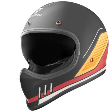 Bogotto FF980 EX-R Black Yellow Red Cafe Racer Cross Helmet