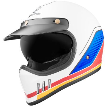 Bogotto FF980 EX-R Caferacer Wit Rood Blauw Cross Helm