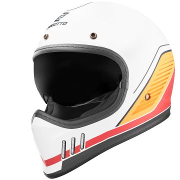 Bogotto FF980 EX-R White Red Yellow Cafe Racer Cross Helmet