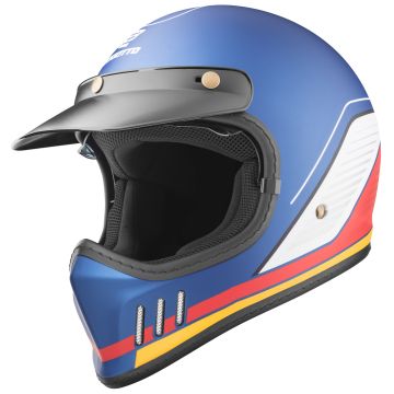 Bogotto FF980 EX-R Caferacer Blauw Rood Wit Cross Helm