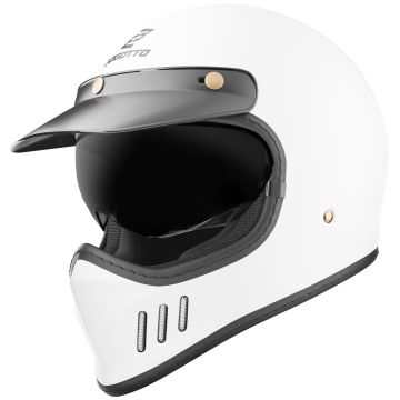 Bogotto FF980 White Matt Cafe Racer Cross Helmet