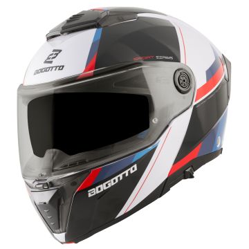 Bogotto FF404 Ezion Zwart Wit Rood Blauw Systeemhelm