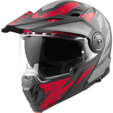 Bogotto FG-102 Safari Fiberglas Enduro Helm Zwart Grijs Rood 