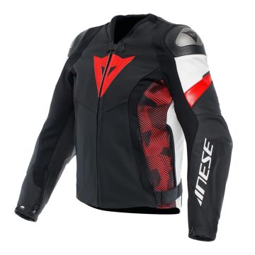 Dainese Avro Leren 5 Jas Zwart Rood Lava Wit   