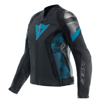 Dainese Avro 5 Leren Jas Dames Zwart Teal Anthracite