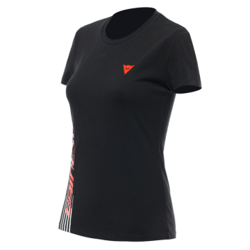 Dainese Logo Dames Zwart Fluo Rood T-shirt