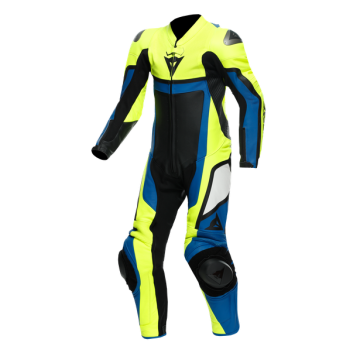 Dainese Gen-Z Junior Leather 1Pc Suit Perf. Fluo-Yellow Light Blue Black