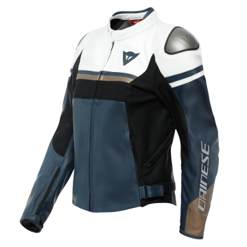 Dainese Rapida Leren Jas Dames Zwart Iris Wit Tibetan Plat  