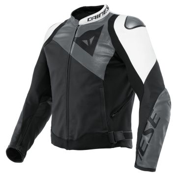 Dainese Sportiva Leren Jas Zwart Mat Antraciet Wit