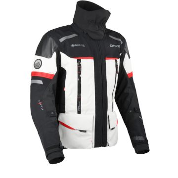 DANE Bornholm Pro Light Grey Black Red Waterproof Textile Jacket