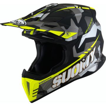Suomy X-Wing Camouflager E06 Zwart Grijs Geel Crosshelm