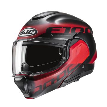 HJC F100 Hetal Zwart Rood Systeemhelm