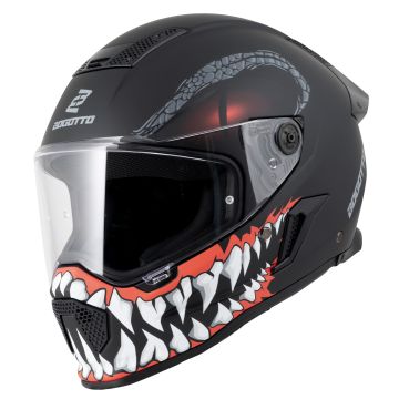 Bogotto Rapto Reptile Mat Zwart Rood Motorhelm