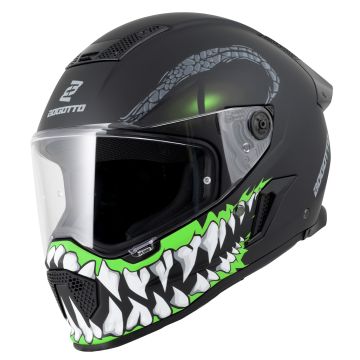 Bogotto Rapto Reptile Mat Zwart Groen Motorhelm