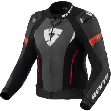 REV’IT! Xena 4 Pro Dames Zwart Neon Rood Motorjas