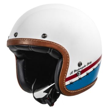 Helstons Evasion Helmet Carbon Fiber Wit Blauw Rood Jethelm 