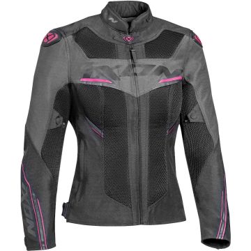 Ixon Draco Lady Zwart Antraciet Fuchsia Textiele Motorjas