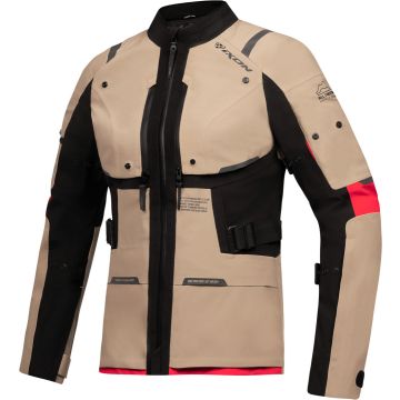 Ixon M-Skeid Lady Sand Zwart Rood Waterdichte Textiele Motorjas