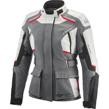 Ixon Midgard Lady Grijs Zwart Rood Waterdichte Textiele Motorjas