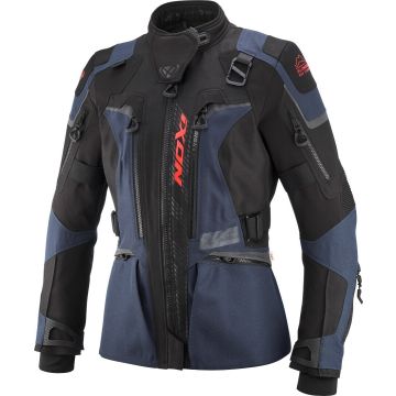 Ixon Odin Lady Marineblauw Zwart Bright Rood Waterdichte Textiele Motorjas