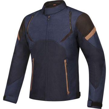 Ixon Striker Retro Zwart Marineblauw Bruin Waterdichte Textiele Motorjas