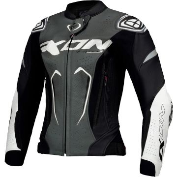 Ixon Vortex 3 JKT L Zwart Antraciet Wit Dames Leren Motorjas