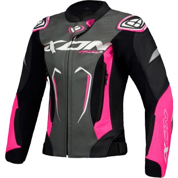 Ixon Vortex 3 JKT L Zwart Roze Wit Dames Leren Motorjas