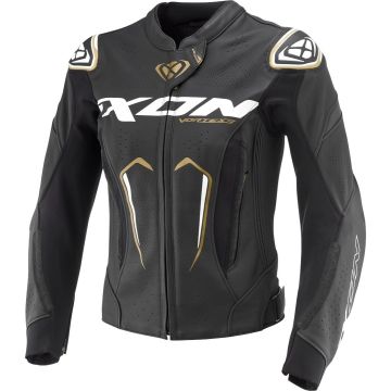 Ixon Vortex 3 JKT L Zwart Wit Goud Dames Leren Motorjas
