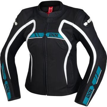 IXS RS-600 1.0 Dames Zwart Cyaan Leren Motorjas