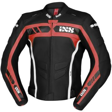 IXS Sport RS-600 1.0 Zwart Rood Wit Leren Motorjas