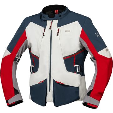 IXS Tourster-STX 1.0 Waterdichte Grijs Blauw Rood Textiele Motorjas