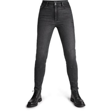 Pando Moto Kaya Slim Dames Grijze Motorjeans