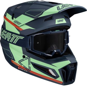 Leatt Moto 3.5 Matcha Blauw Rood Groen Crosshelm met Vizion 3.5 Bril