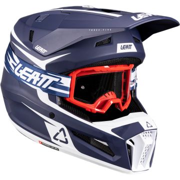Leatt Moto 3.5 V26 Blauw Wit Crosshelm met Bril