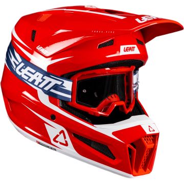 Leatt Moto 3.5 V26 Rood Wit Crosshelm met Bril
