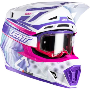 Leatt Moto 7.5 V26 Wit Roze Lila Crosshelm met Bril