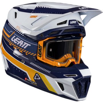 Leatt Moto 8.5 V26 Wit Blauw Oranje Crosshelm met Bril